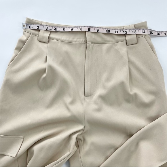 nasty gal light‎ khaki high rise pleated dress style cargo pants 6 - Picture 5 of 10